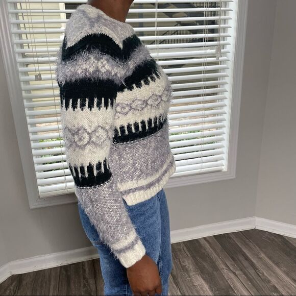 2/$20 Forever 21 Fuzzy Warm fair isle Printed Crewneck Sweater - Picture 7 of 11